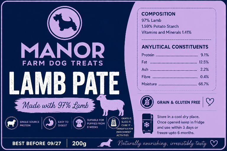Manor Farm Pate, 9 Proteins, 2 weights, 97% Chicken, Salmon, Beef, Duck, Wild Boar, Goat, Venison, Lamb, Rabbit